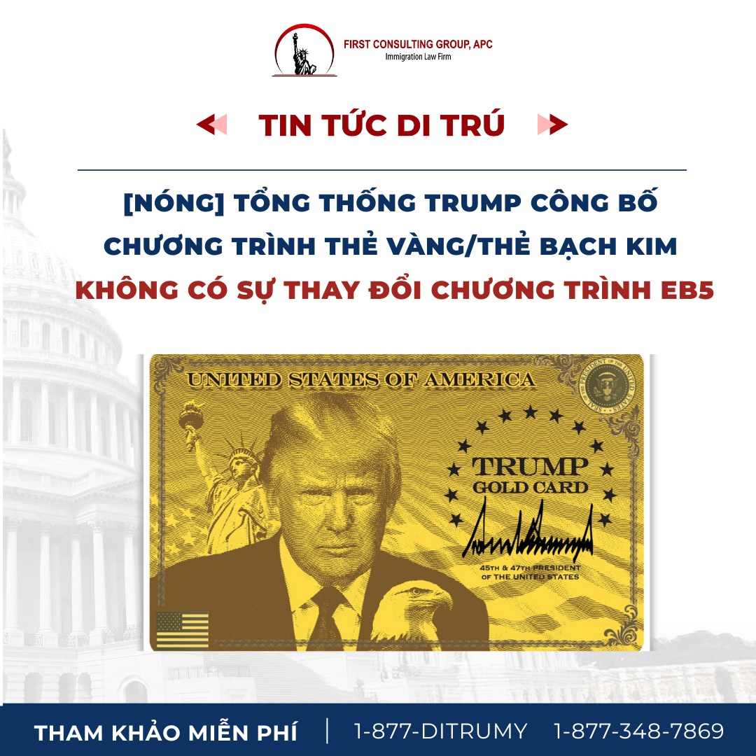 [NÓNG] TỔNG THỐNG TRUMP CÔNG BỐ CHƯƠNG TRÌNH THẺ VÀNG/THẺ BẠCH KIM VÀ KHÔNG NHẮC ĐẾN VIỆC THAY THẾ CHƯƠNG TRÌNH EB5