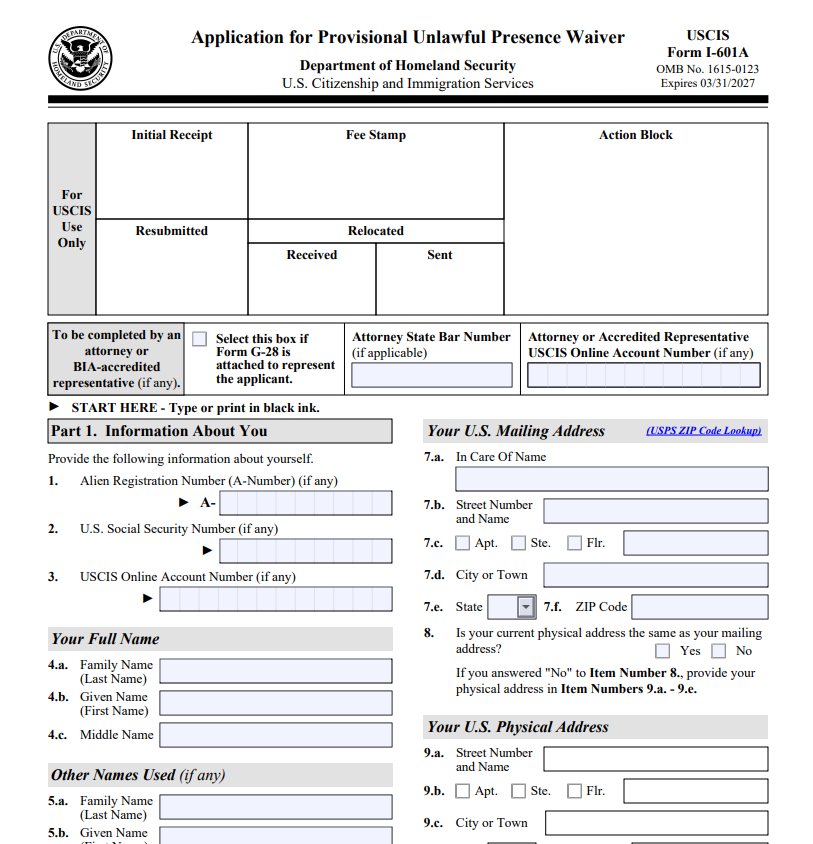 Hướng dẫn nộp đơn I-601A