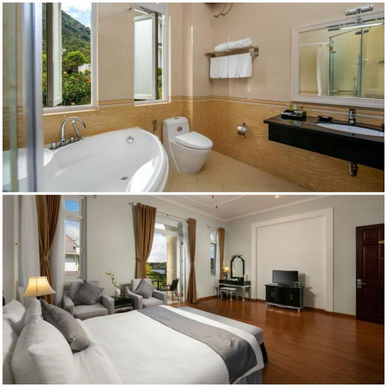 Hạng phòng này được trang bị đầy đủ tiện nghi cần thiết và nhà vệ sinh khép kín có bồn tắm nằm sang chảnh. (Nguồn: Internet)