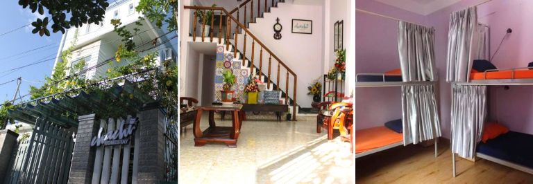 Cổng nhà màu xanh mint kết hợp cùng dàn cây loe xinh xắn tạo nên một ấn tượng khó phải đối với du khách ghé thăm