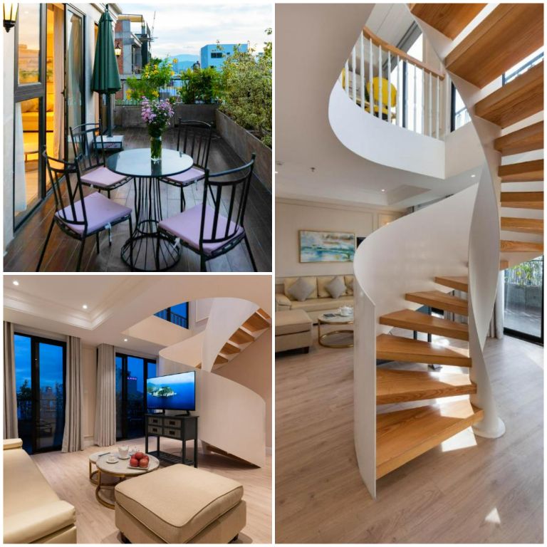 Căn duplex có thiết kế cầu thang xoắn độc đáo, mang đến không gian sống đẳng cấp như giới thượng lưu. (Nguồn: Internet)