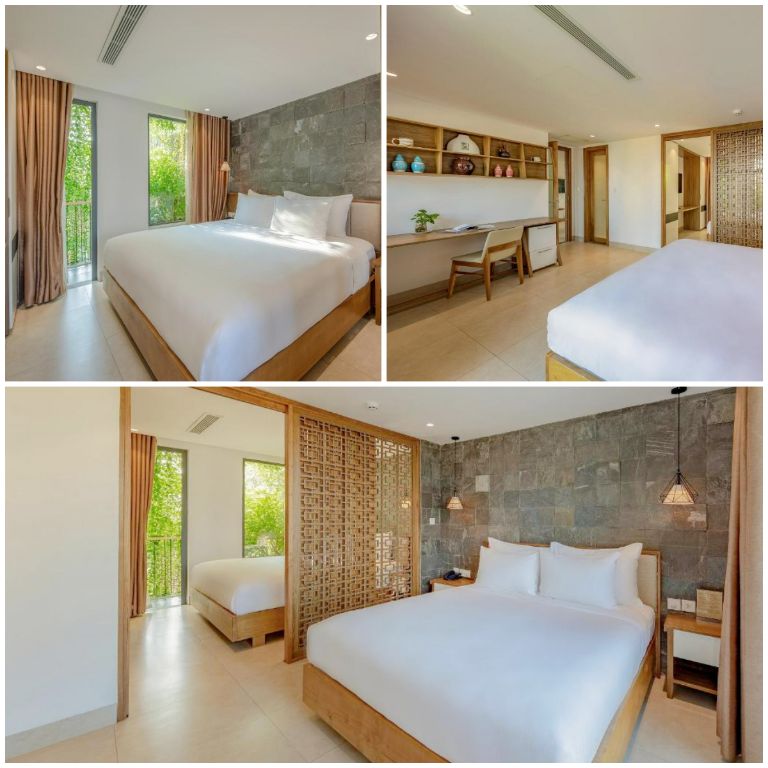 Phòng Suite được xây dựng theo phong cách tối giản, sang trọng với nội thất màu nâu sữa trẻ trung. (Nguồn: Internet)