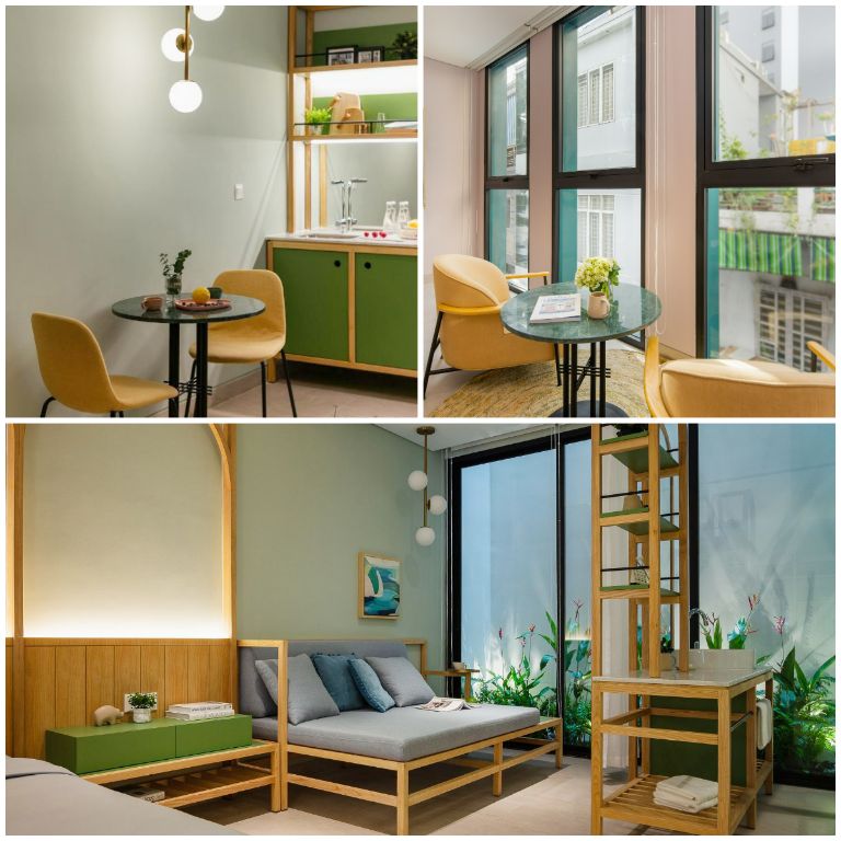 Không gian phòng còn được bố trí thêm các góc ngồi nghỉ cực xinh. (Nguồn: Internet)