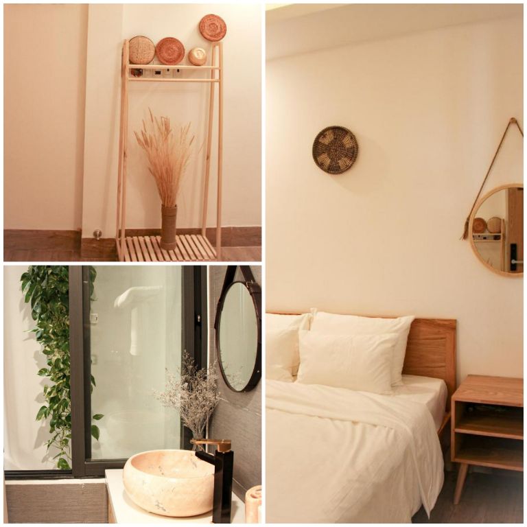 Desert Room ấn tượng với những món đồ trang trí làm từ tre, đan và cây lau, mang đến sự "Mộc" cho không gian. (Nguồn: Booking.com)