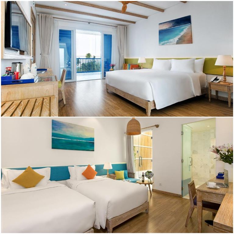 Không gian phòng nghỉ rộng rãi, thoải mái và gần gũi với thiên nhiên tại Risemount Resort Đà Nẵng. 